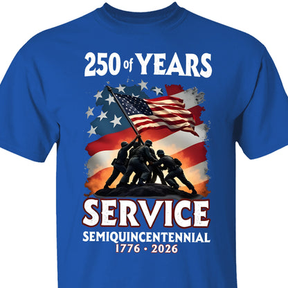 250 Years of Service Shirt | USA 250th Anniversary Tee | Patriotic American Flag T-Shirt | 4th of July Gift