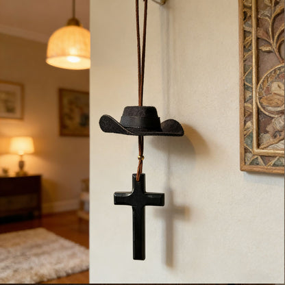 🤠Cowboy Hat & Cross Car Charm | A Ride with Style & Faith 🚗✨