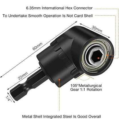 🔩6pcs Right-Angle Drill Bit Accessory Set - Easy to Install & Wide Compatibility🛠️