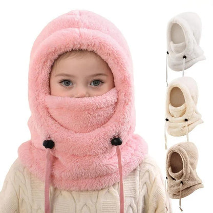 Winter Balaclava & Neck Warmer Hat - Windproof Thermal Kids Full Face Mask with Detachable Hood