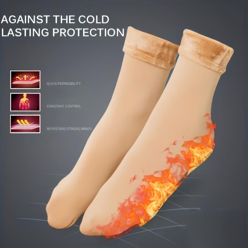5 pairs of thick fleece-lined, warm, self-heating snow socks