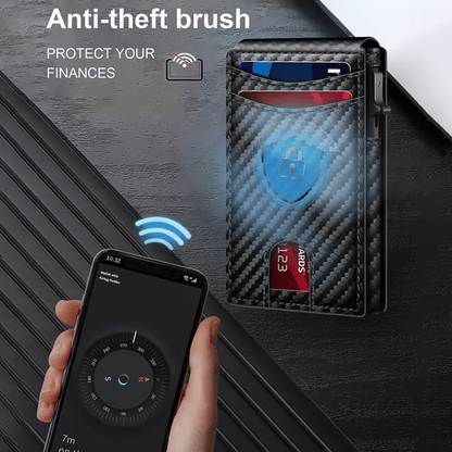 💼🔒Premium Aluminum RFID Blocking Minimalist Wallet for Men - Pop-Up Card Access, Money Clip & ID Window