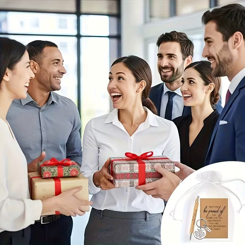 ❤️“Proud of You" Inspirational Keychain, Notepad & Bamboo Pen Gifts Set