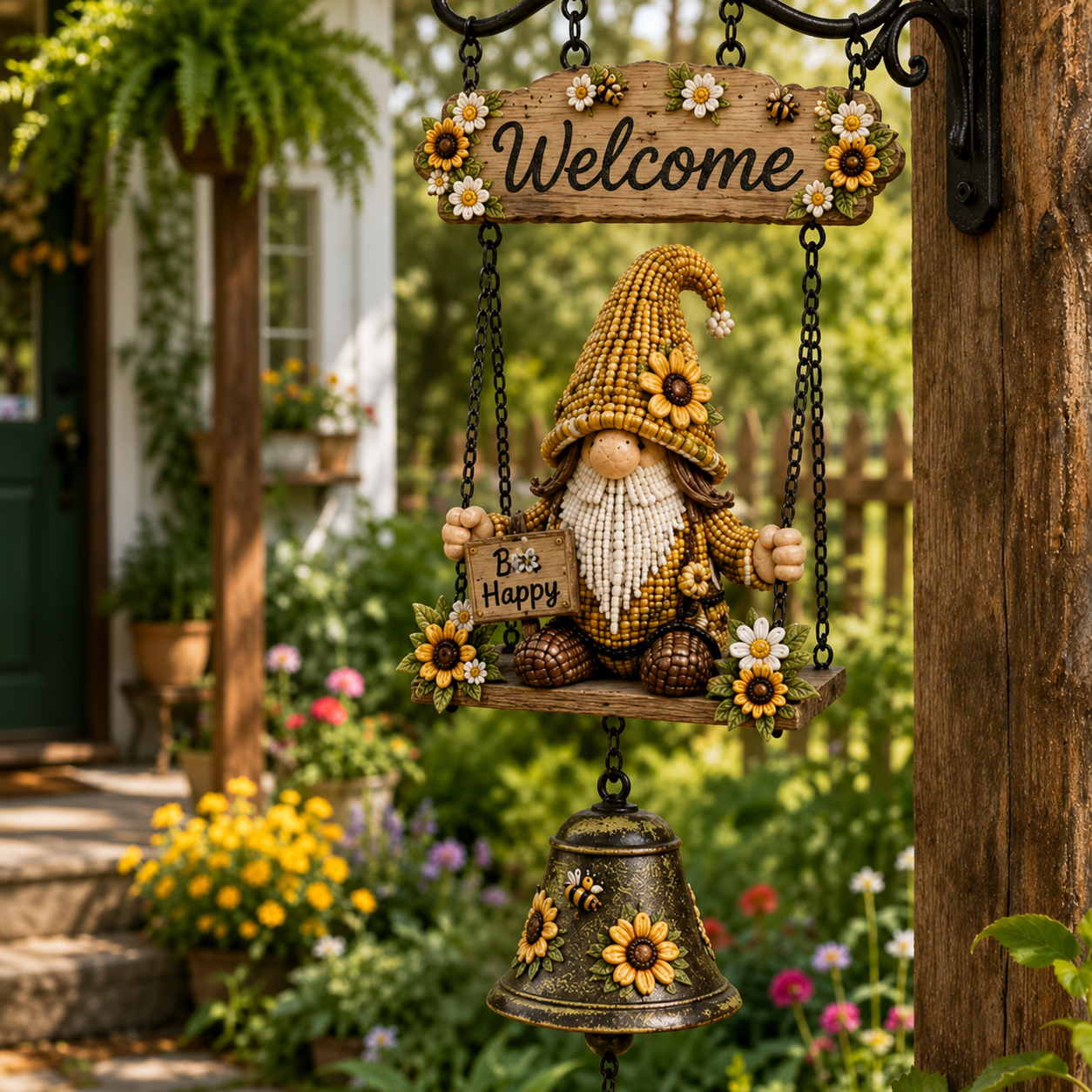 🔥Limited time 49% OFF – Rustic Garden Gnome Bell Outdoor Decor 🐞🌼