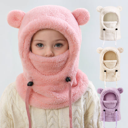 Winter Balaclava & Neck Warmer Hat - Windproof Thermal Kids Full Face Mask with Detachable Hood