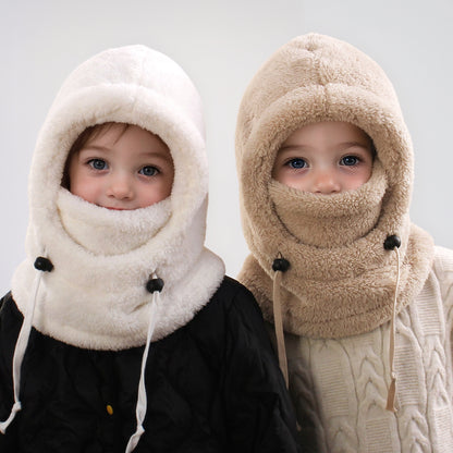 Winter Balaclava & Neck Warmer Hat - Windproof Thermal Kids Full Face Mask with Detachable Hood