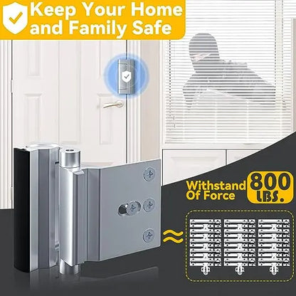 2 Pack Home Security Door Reinforcement Lock – Withstands 800 lbs, Heavy Duty Inward Swinging Door Lock, Childproof & Anti-Theft Protection