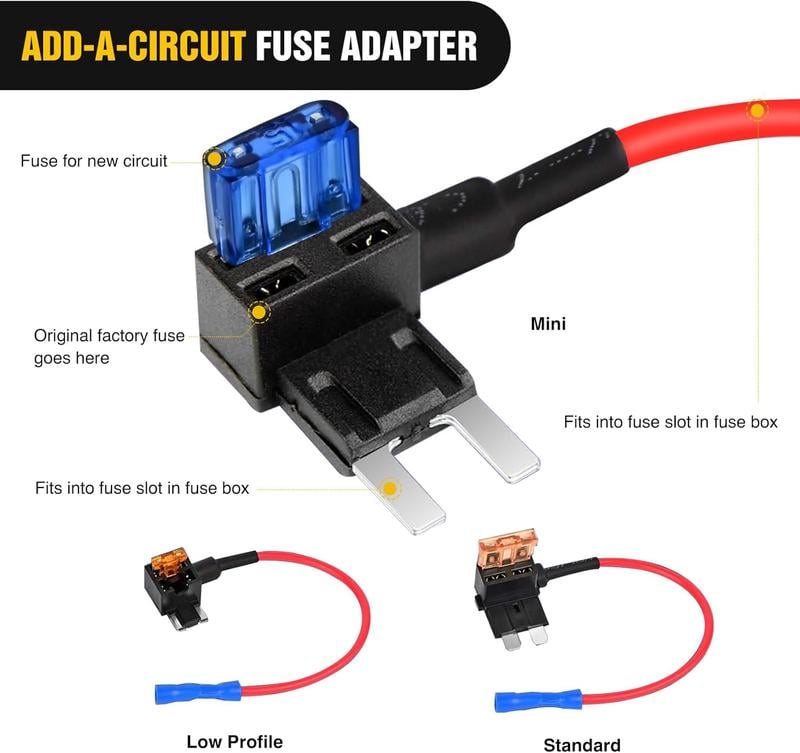 12 in 1 Universal Add-a-Circuit Kit (Micro2/Mini/LP/Std) – 12 Pcs Fuse Tap + 12 Pcs Fuse – No-Cut Solution for Car Dash Cam & LED🚗⚡