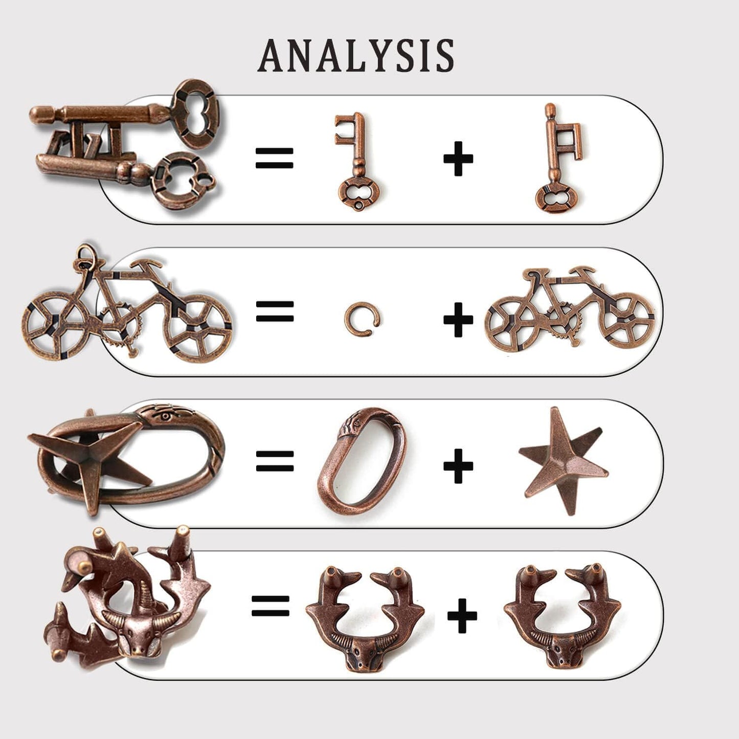 Jumbo Metal Brain Teaser Puzzles for Adults - 4 Pack Challenging 3D Mind Games