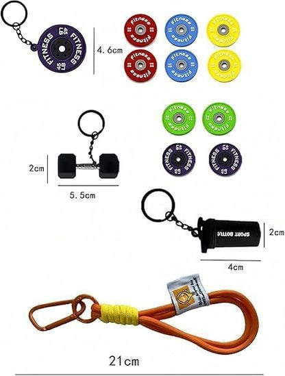 🏋️‍♀️Fitness Keychain Set, MSilicone Dumbbell Kettlebell Weight Plate Keychains