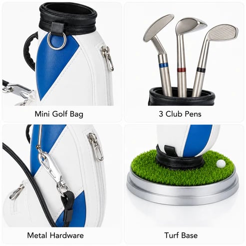 ⛳Golf Pen Holder + 3-Pen Set🏌️‍♂️Elevate Your Office Desk – A Hole-in-One for Style & Function