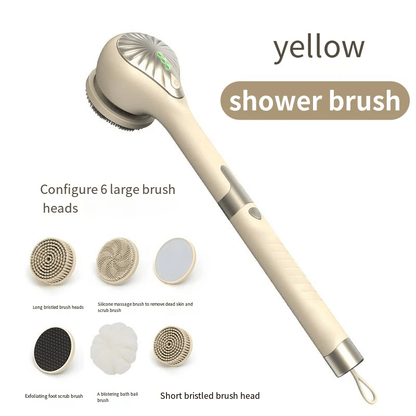 🎁 6 in 1 Electric Silicone Bath Brush Electric Back Scrubber 6 Brush Heads