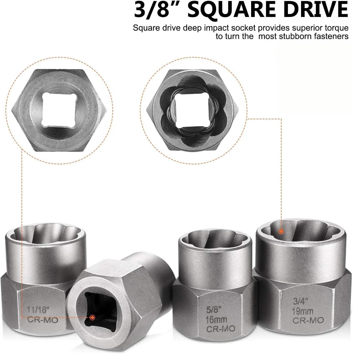 14 Pieces Impact Bolt & Nut Remover Set