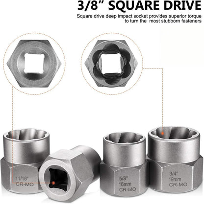 14 Pieces Impact Bolt & Nut Remover Set