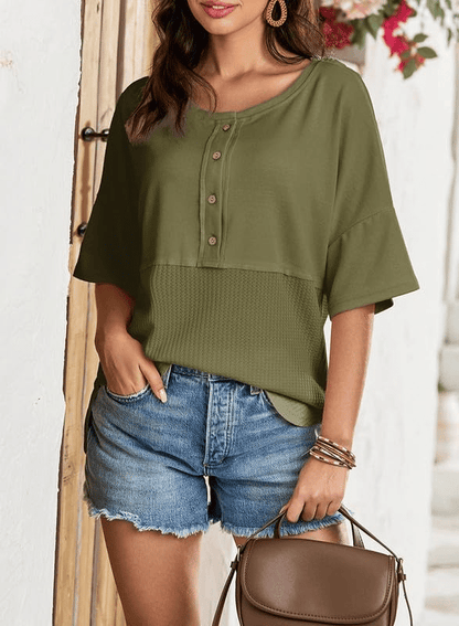 🔥New Arrival🔥Women's 3/4 Sleeve Casual Button Down Tops