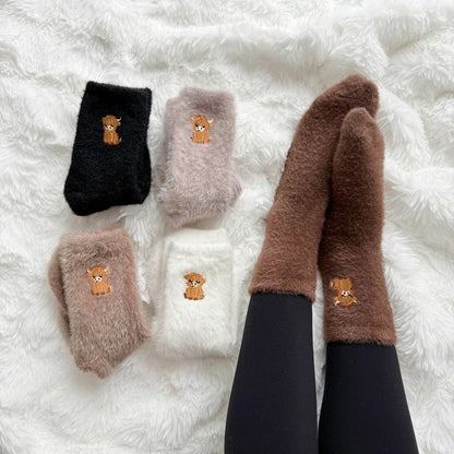💕Warm Winter Sale 50% Off🐮5 Pairs Fuzzy Highland Cow Socks