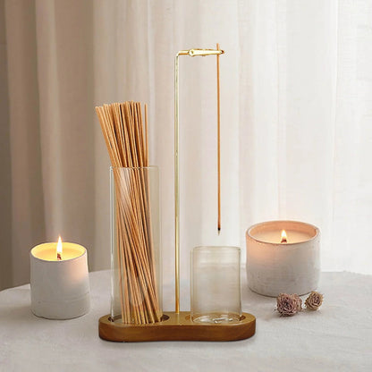 2-in-1 Glass Incense Holder and Sticks Organizer