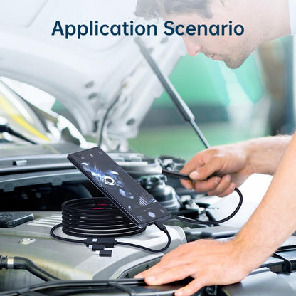 16.4ft Endoscope Camera with Light for iPhone and Android, 480P HD IP67 Waterproof Borescope with 6 Adjustable LED Lights, Semi-Rigid Snake Camera, 5.5mm Black, Diagnostic Tool