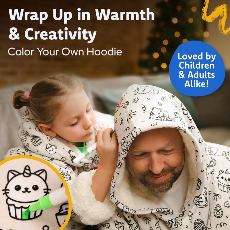 🔥HOT SALE 49% OFF - 🎨✨Cozy Companions Color-Your-Own Blanket Hoodie