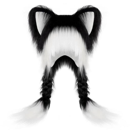 🔥Soft Furry Animal Ear Hat with Braids