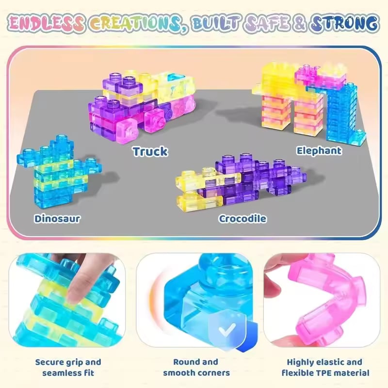 Gummy Blocks - 40pcs | Montessori, Sensory, Squishy and Stretchable