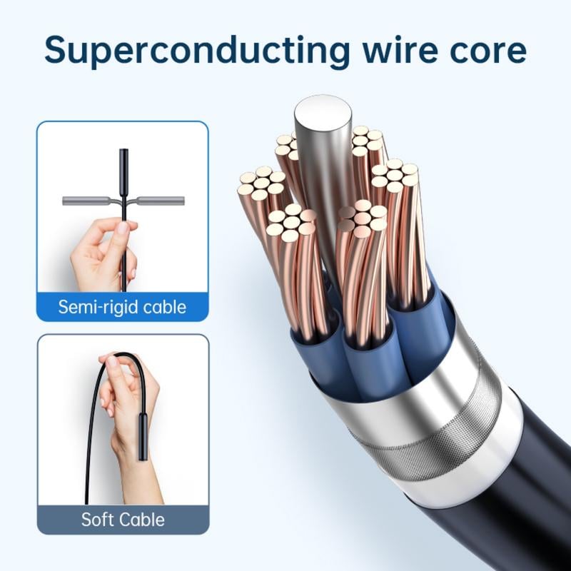 16.4ft Endoscope Camera with Light for iPhone and Android, 480P HD IP67 Waterproof Borescope with 6 Adjustable LED Lights, Semi-Rigid Snake Camera, 5.5mm Black, Diagnostic Tool