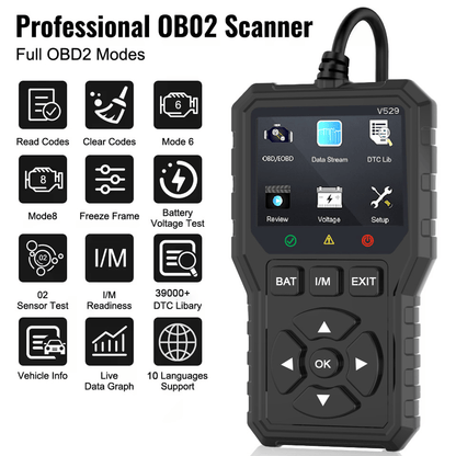🚗 OBD2 Advanced Diagnostic Tool – Professional Engine Code Reader 🔧
