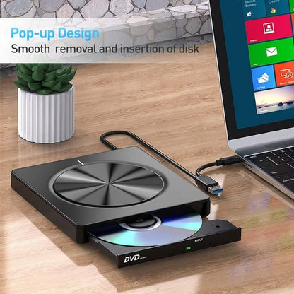 USB 3.0/SD/TF/DVD/CD/VCD/Type-C Player Portable Burner Support Blu-Rays