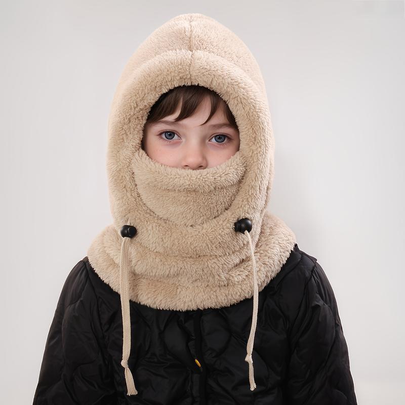 Winter Balaclava & Neck Warmer Hat - Windproof Thermal Kids Full Face Mask with Detachable Hood