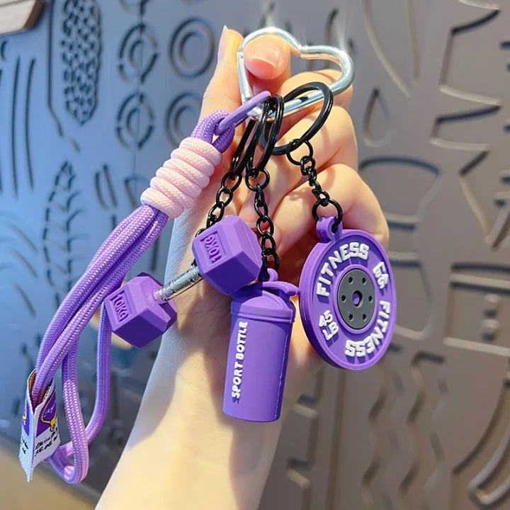 🏋️‍♀️Fitness Keychain Set, MSilicone Dumbbell Kettlebell Weight Plate Keychains