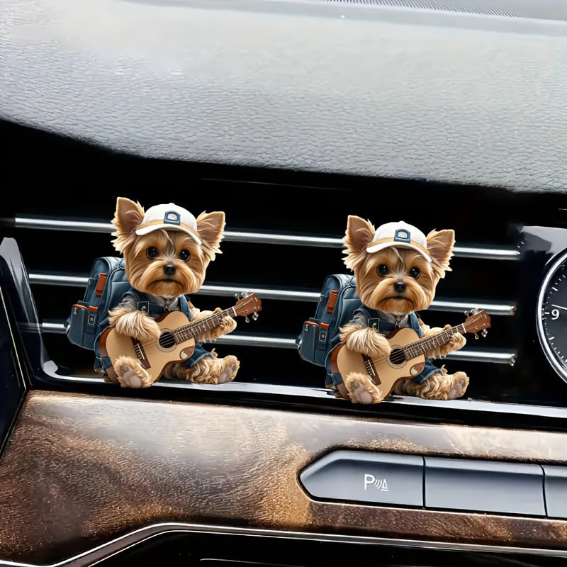 🎸🐶Strumming Yorkie Car Vent Clip