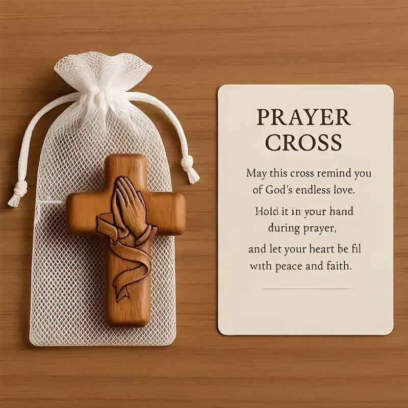 Classic Wooden Pocket Prayer Cross Gift Ensemble: A Cherished Symbol of Peace