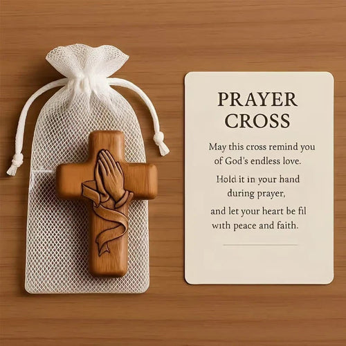 Classic Wooden Pocket Prayer Cross Gift Ensemble: A Cherished Symbol of Peace