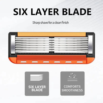 Ultra-Sharp 6-Blade Men's Razor Kit 24/48 Refill Cartridges Plus Free Handle for a Smooth Shave