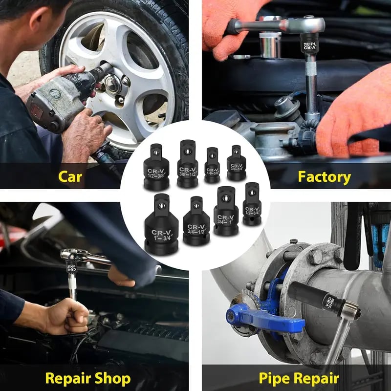 6-Piece Impact Socket Adapter Set | Cr-V Steel SAE Adapter Conversion Kit