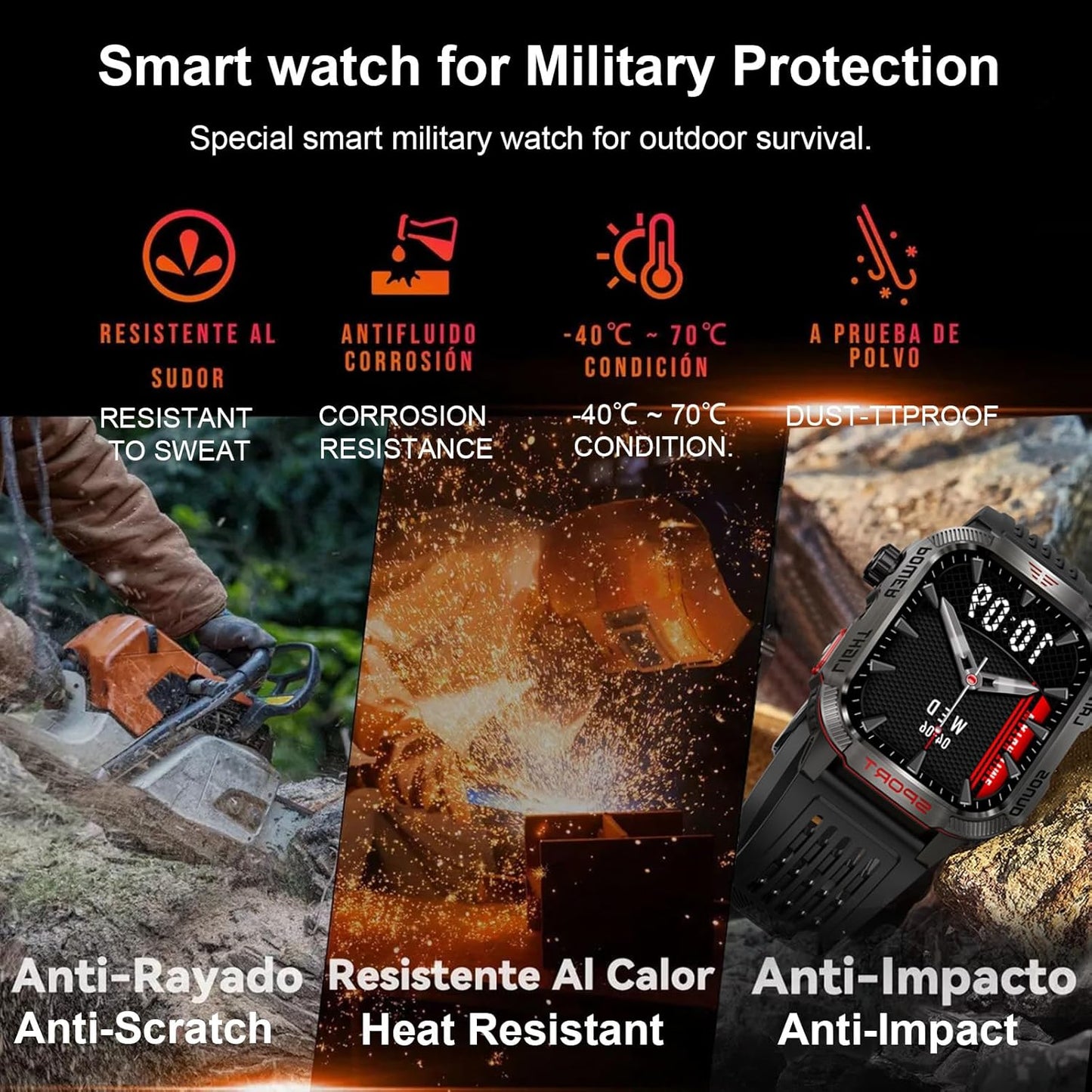 Men's Military Outdoor Sports Smart Watch for Android & IOS