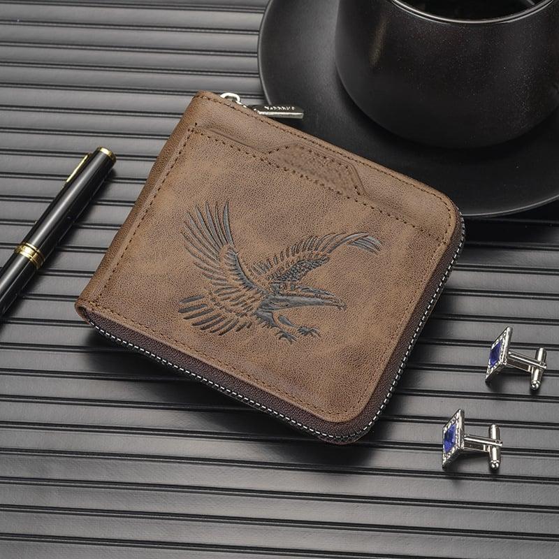Men's Vintage Eagle Embossed Short Wallet
