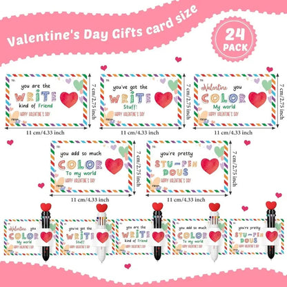 💞Valentine's Day Gifts Set: Multicolor Ballpoint Pen and Shaped Card Cards - Exchange Gift for Student🎁