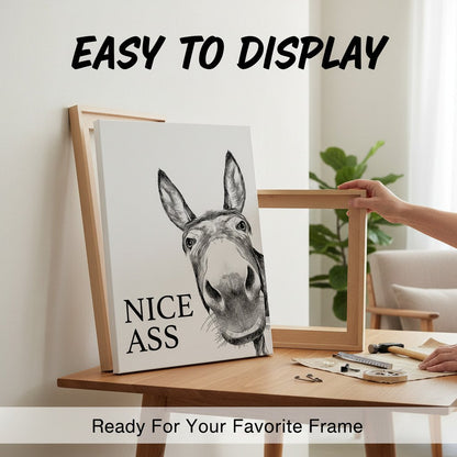 Funny Bathroom Wall Art - "Nice Ass" Donkey Print