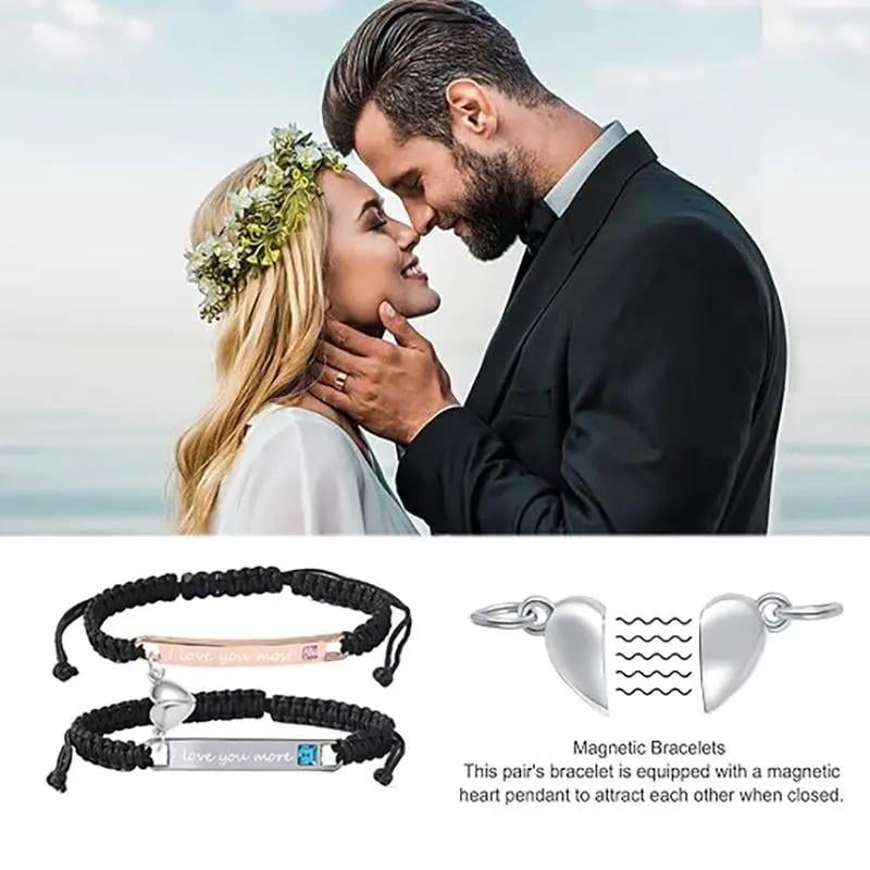 💖Valentine's Day Hot Sale - 💝 Adjustable couple bracelets with heart charm for love