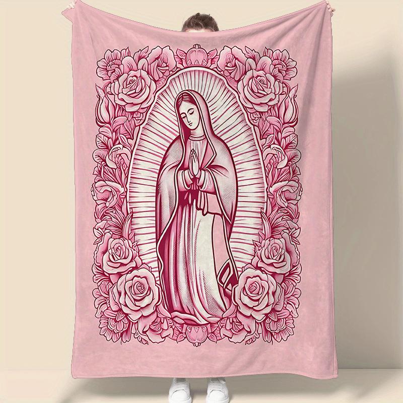 ✝️Comfortable Pink Virgin Mary Blanket - 🌸it's the perfect gift for a daughter, mother, or grandma🎁