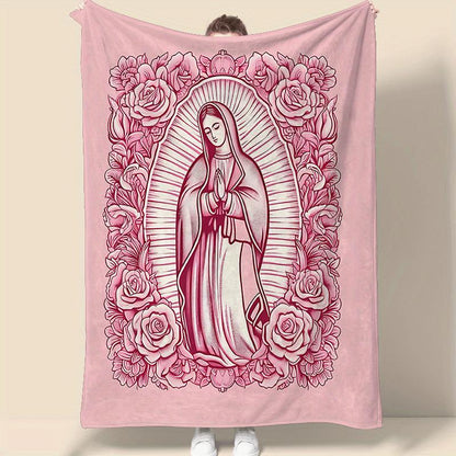 ✝️Comfortable Pink Virgin Mary Blanket - 🌸it's the perfect gift for a daughter, mother, or grandma🎁