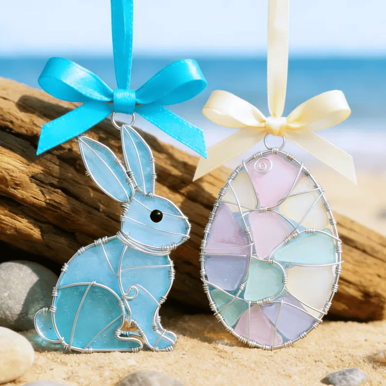 🐣🌊Easter wire wrapped acrylic ornaments ✨Shaped by Nature & Crafted by Hand💝