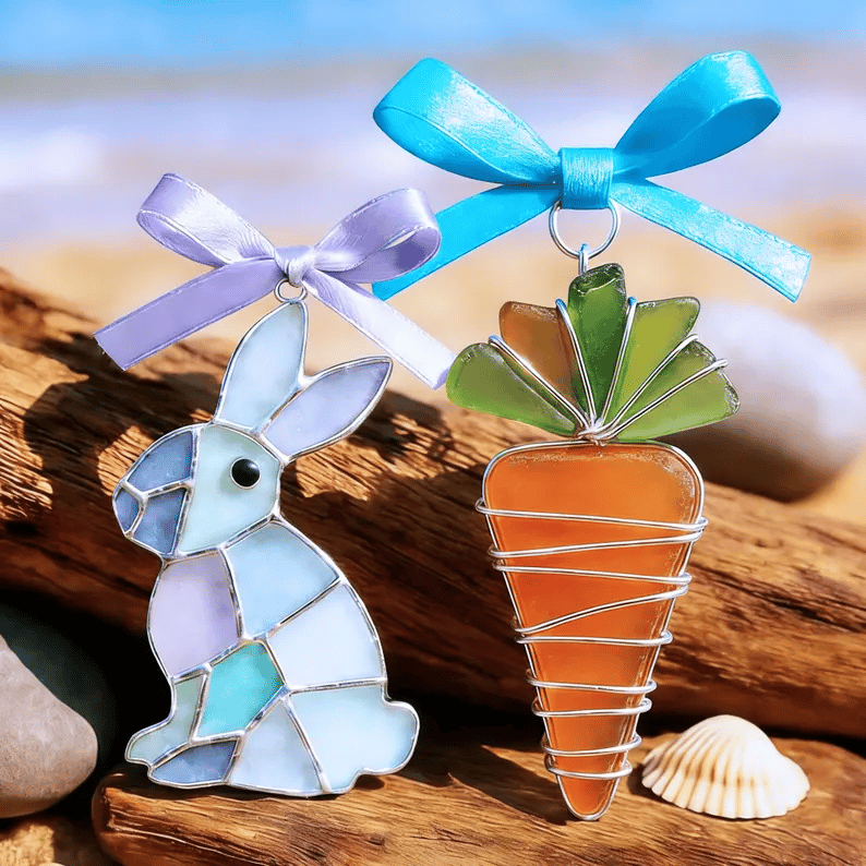 🐣🌊Easter wire wrapped acrylic ornaments ✨Shaped by Nature & Crafted by Hand💝