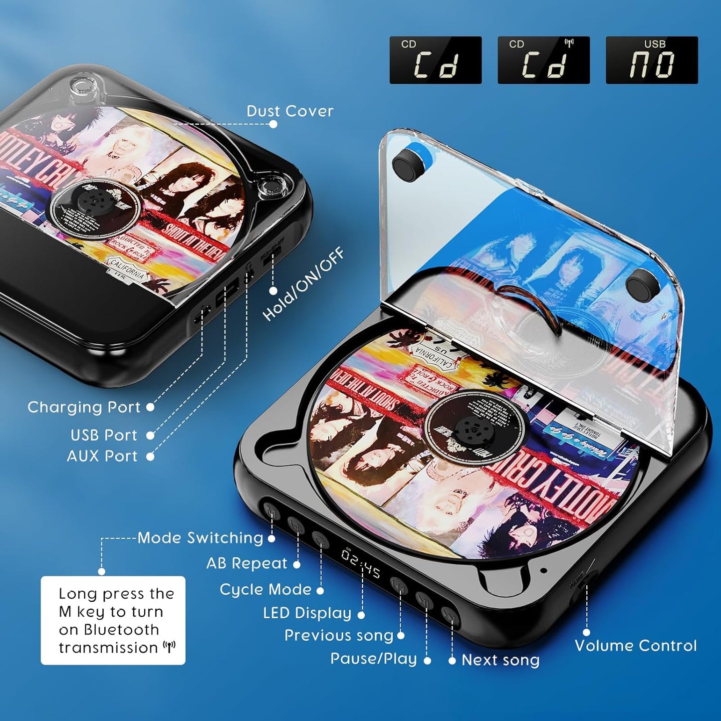 Portable Bluetooth CD Player