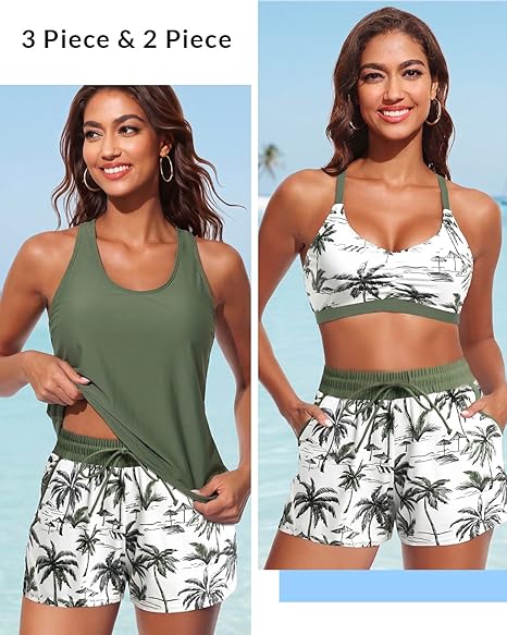 3 Piece Tankini with Shorts