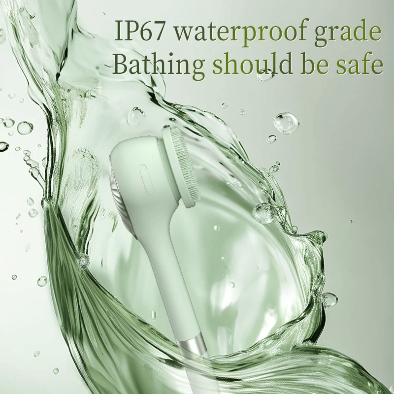 🎁 6 in 1 Electric Silicone Bath Brush Electric Back Scrubber 6 Brush Heads