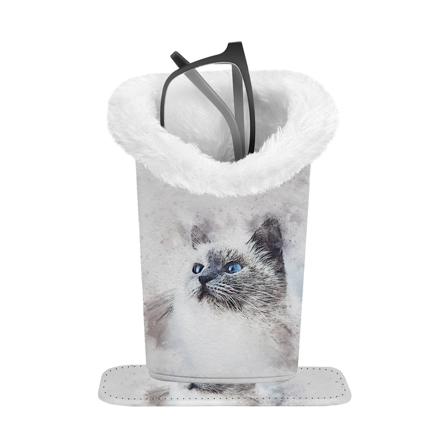 Eyeglasses Holder with Soft Furry Lining and Magnetic Base