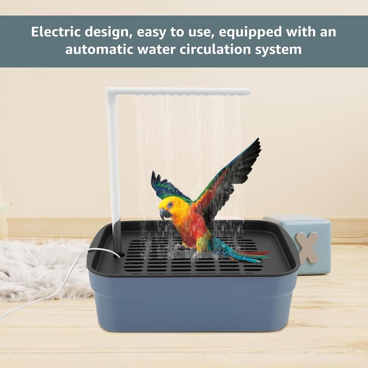 🦜💦Automatic ABS Bird Bath Shower, Parrot Bathtub with Circulating Faucet for Pet Bird
