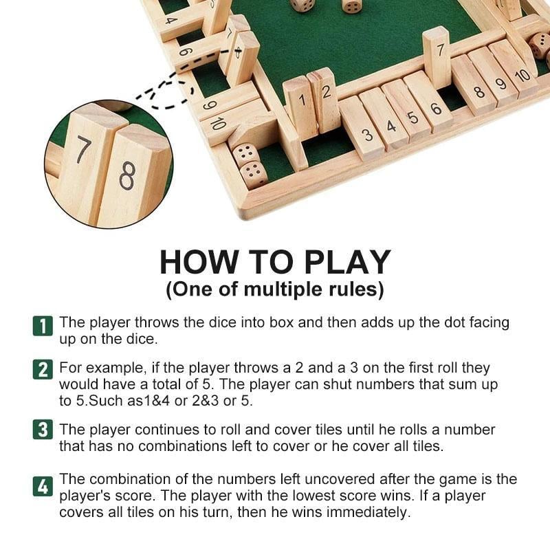 🏆🎁SHUT THE BOX-WOODEN DICE BOARD GAME
